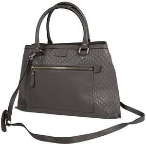 Gucci Micro Shima Handbag, 2-Way Shoulder Bag/Tote Bag/Handbag, Leather, Gray...